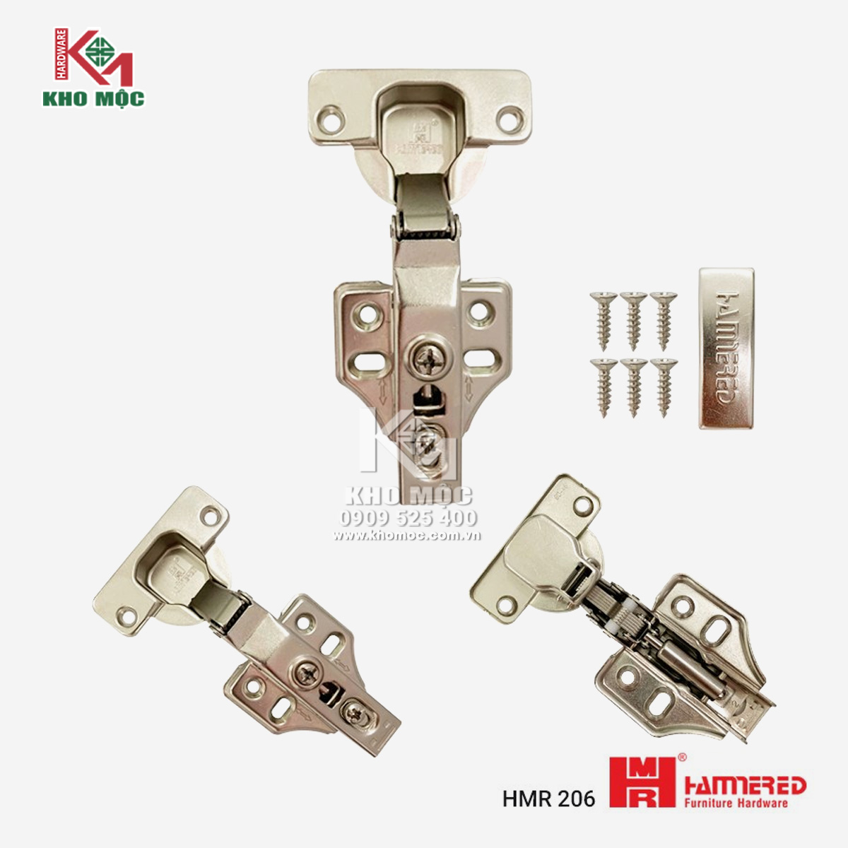 Bản Lề Hammered Giảm Chấn Mã 206 – Đóng Êm, Hạn Chế Va Đập Cho Tủ Nội Thất