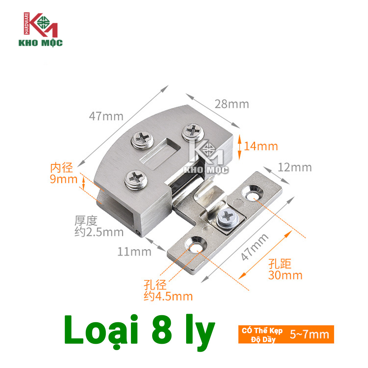 Bản Lề Kẹp Kính Hợp Kim Mạ Inox – Liên Kết Cửa Kính Gọn Đẹp, Chắc Chắn Cho Nội Thất