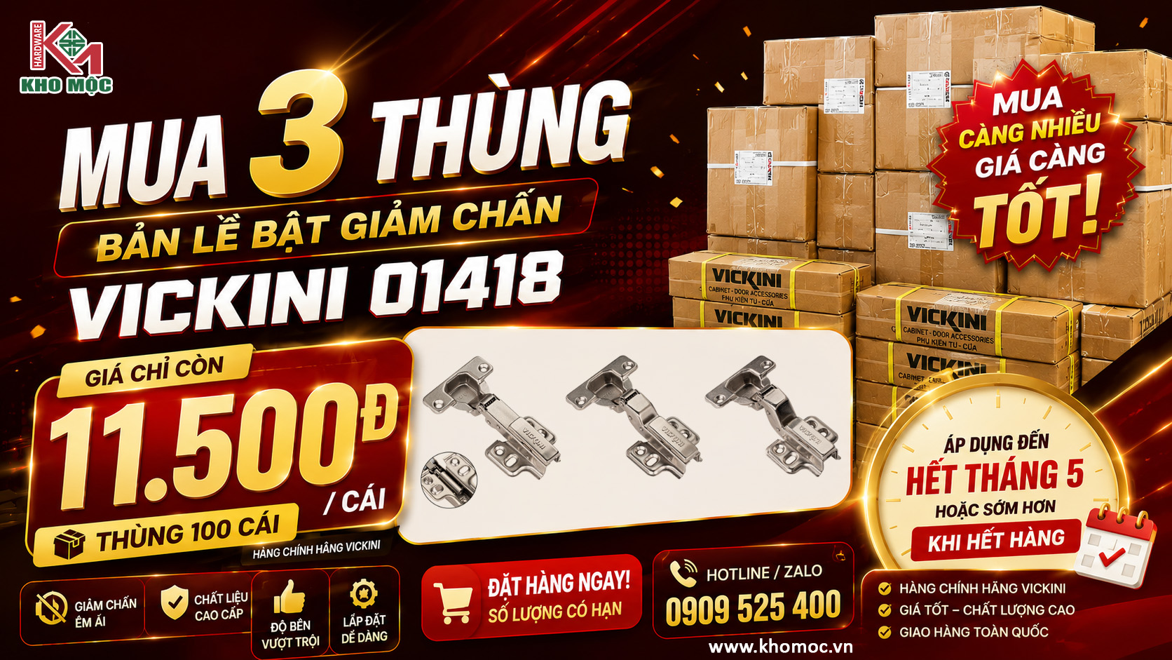 MUA 3 THÙNG BẢN LỀ VICKINI 01418 – GIÁ CHỈ 11.500Đ/CÁI