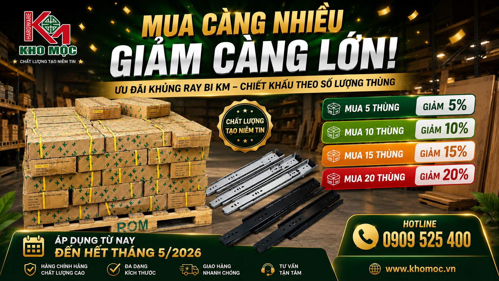 ƯU ĐÃI KHỦNG RAY BI KM TẠI KHO MỘC HAPPYCO