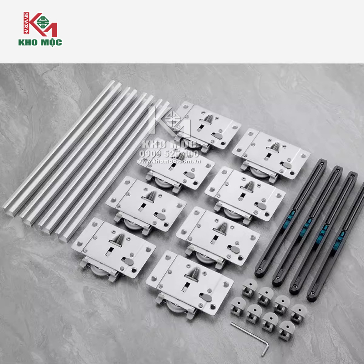 Bánh xe & Ray Lùa Giảm Chấn Mã 639 - Hammered