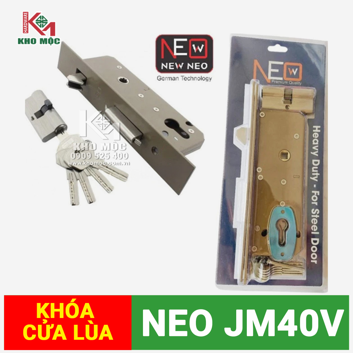 Khóa Cửa Sắt Kéo, Cửa Sắt Lùa NewNeo JM40V