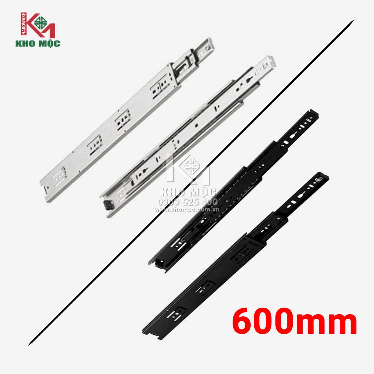 Ray Bi 3 Tầng Dài 600mm Không Giảm Chấn