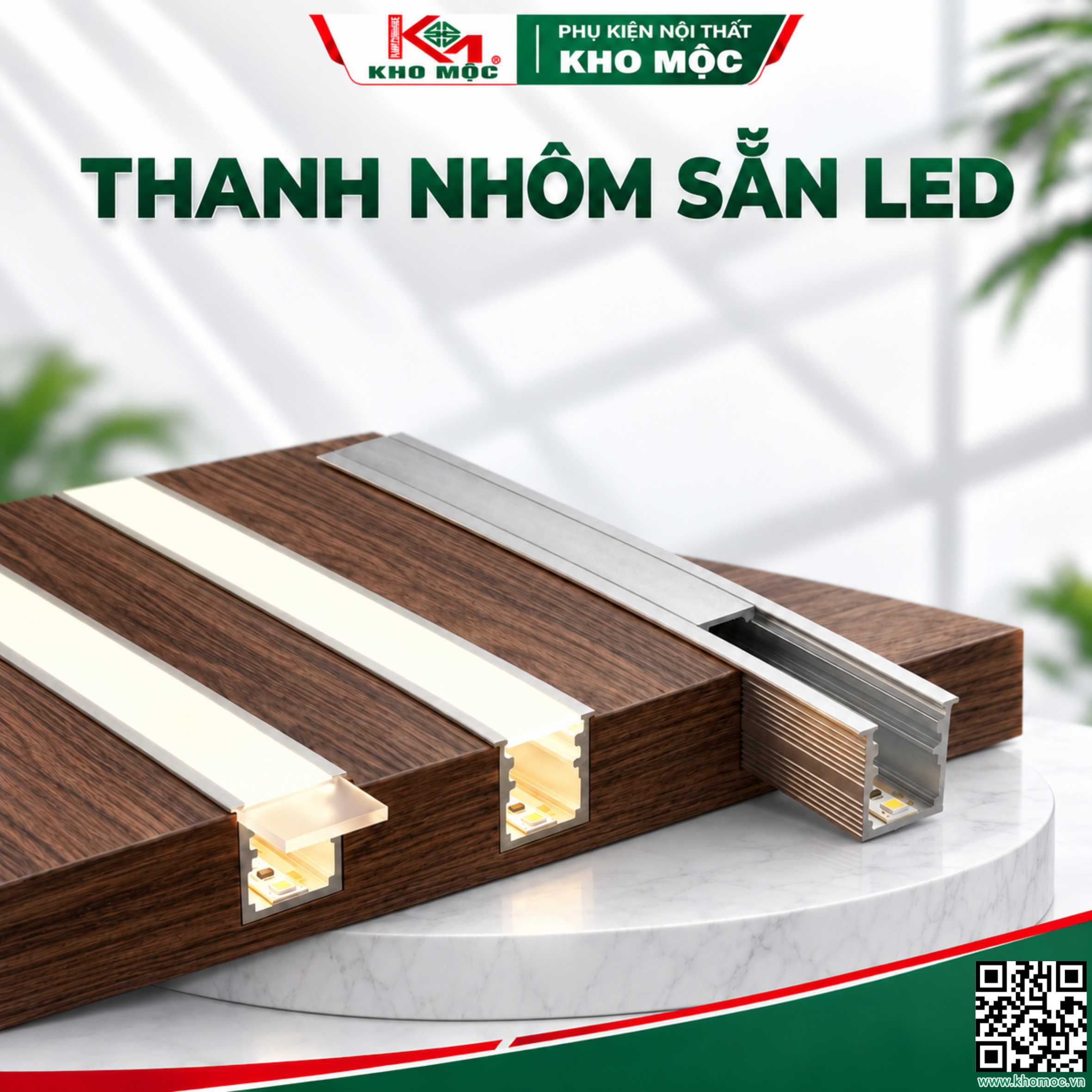 Thanh Nhôm Âm Có Sẵn LED 24v
